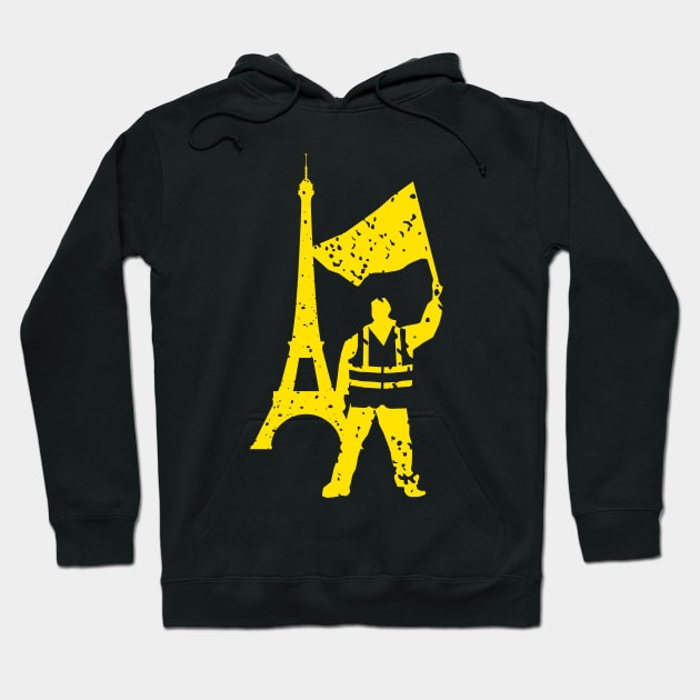 Yellow Vest Protester with Eiffel Tower Hoodie by jazzworldquest